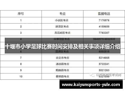 十堰市小学足球比赛时间安排及相关事项详细介绍